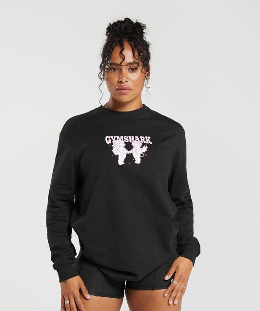Gymshark Cherub Graphic Long Sleeve Top - Black