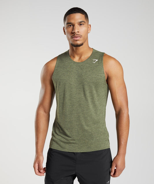 Gymshark Arrival Slim Marl Tank - Core Olive/Kalamata Olive Marl
