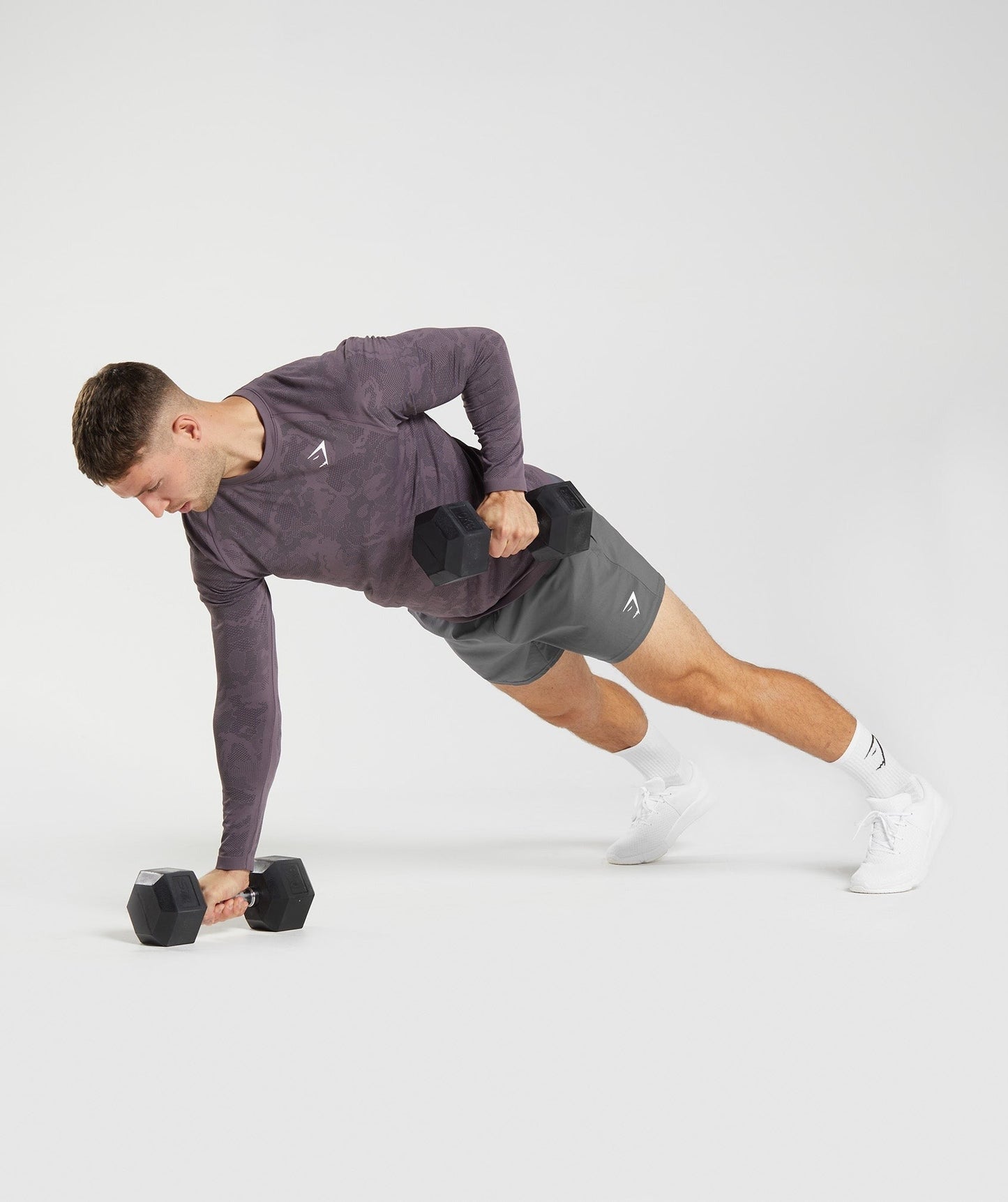 Gymshark Geo Seamless Long Sleeve T-Shirt - Musk Lilac/Black