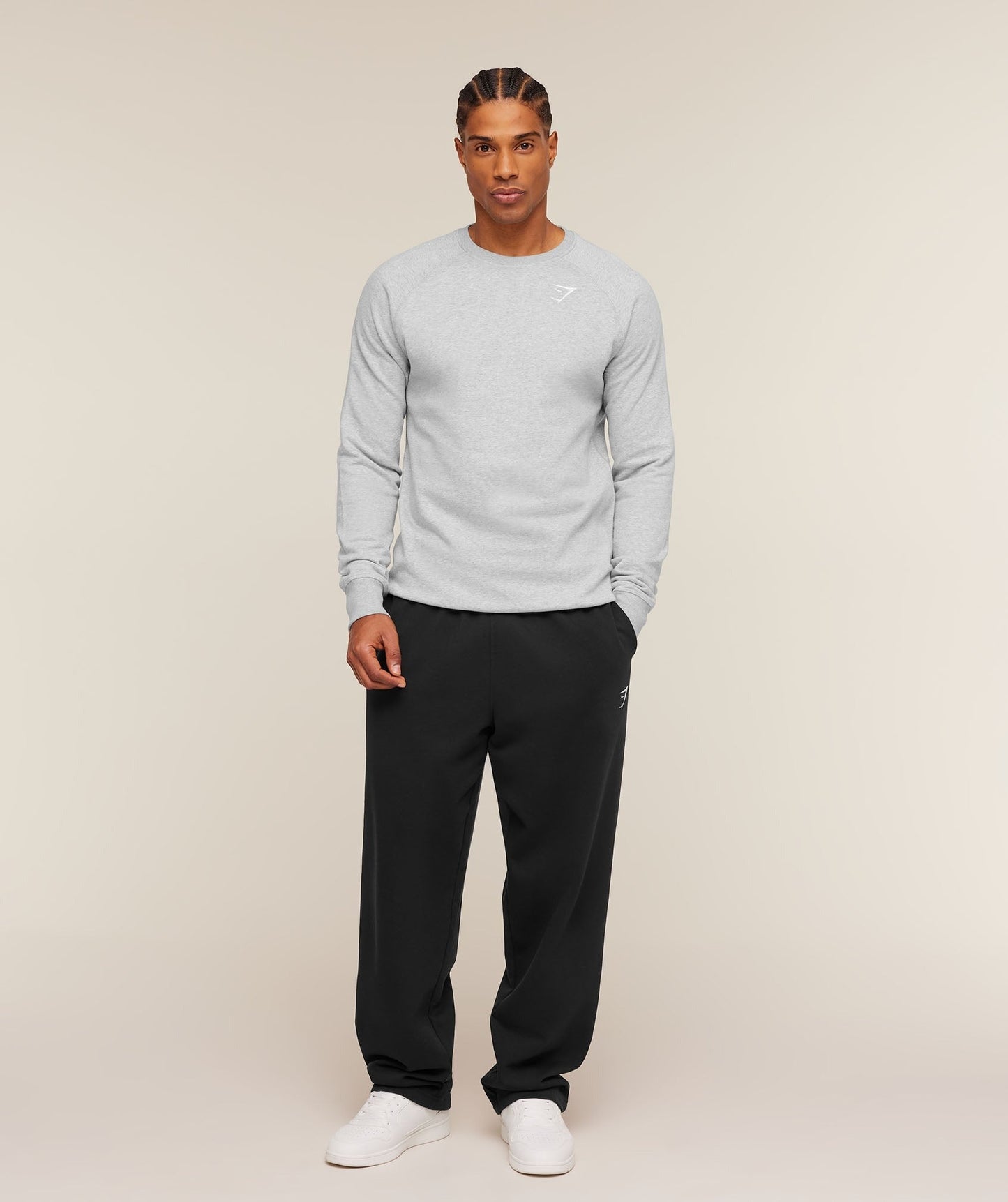 Gymshark Crest Sweatshirt - Light Grey Marl