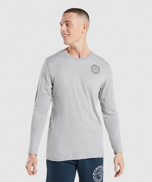 Gymshark Legacy Long Sleeve T-Shirt - Light Grey Core Marl