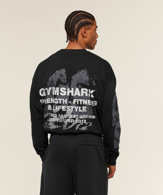 Gymshark Strength Fitness & Lifestyle Long Sleeve T-Shirt - Black