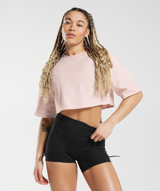 Gymshark Cotton Boxy Crop Top - Misty Pink