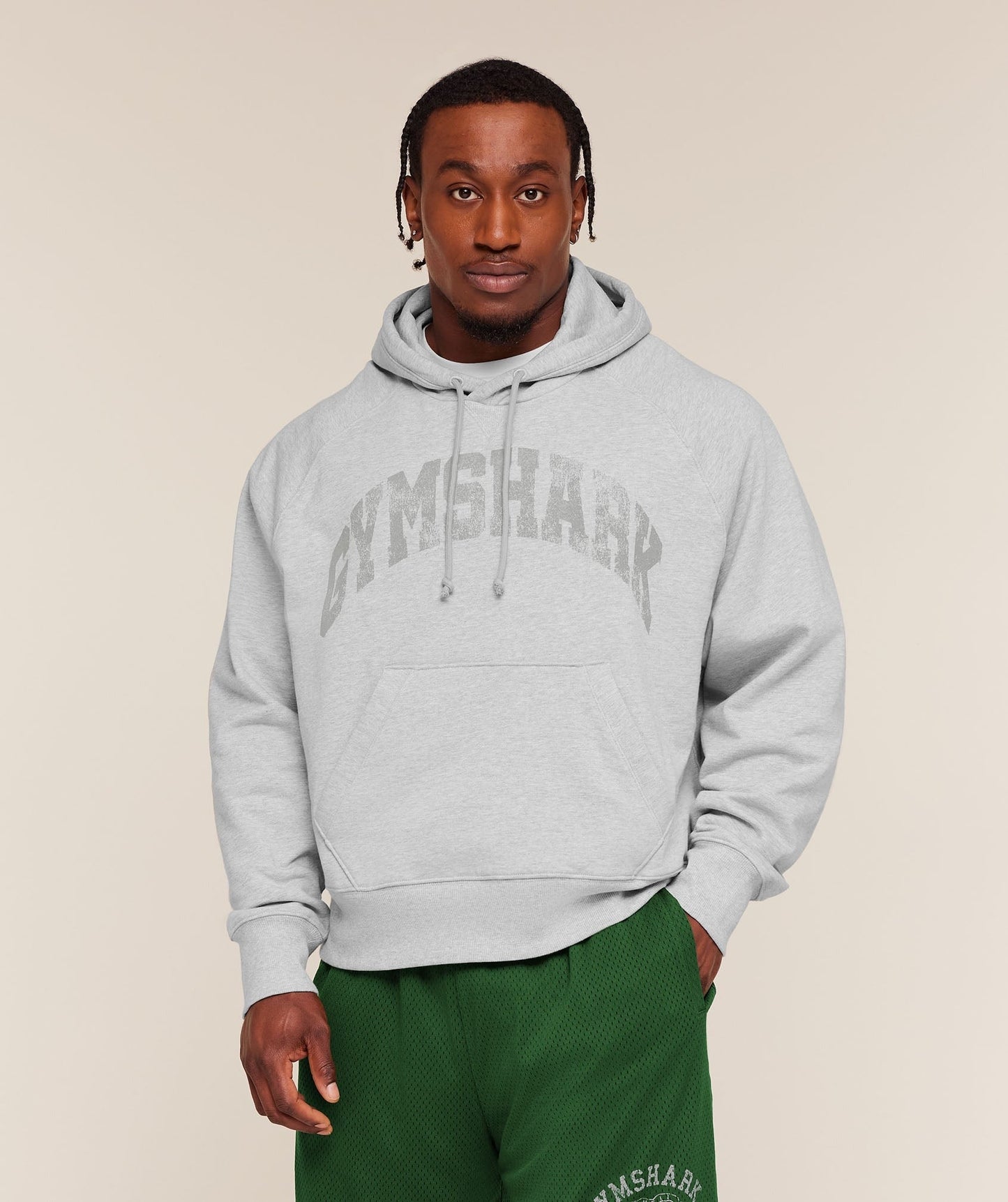 Gymshark Retro Collegiate Graphic Hoodie - Bros Soft Grey Marl