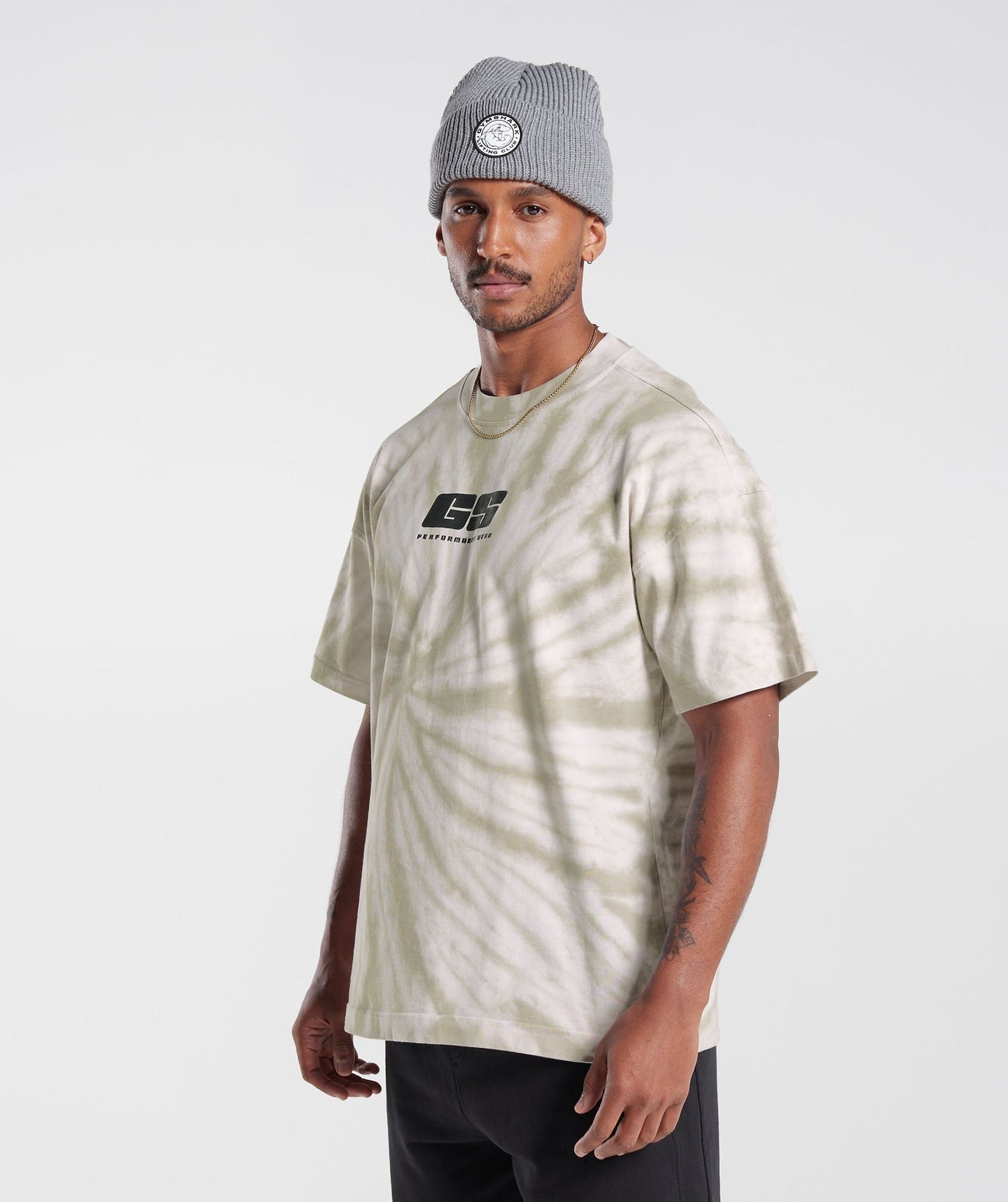 Gymshark Rest Day T-Shirt - White/Mushroom Brown/Spiral Optic Wash