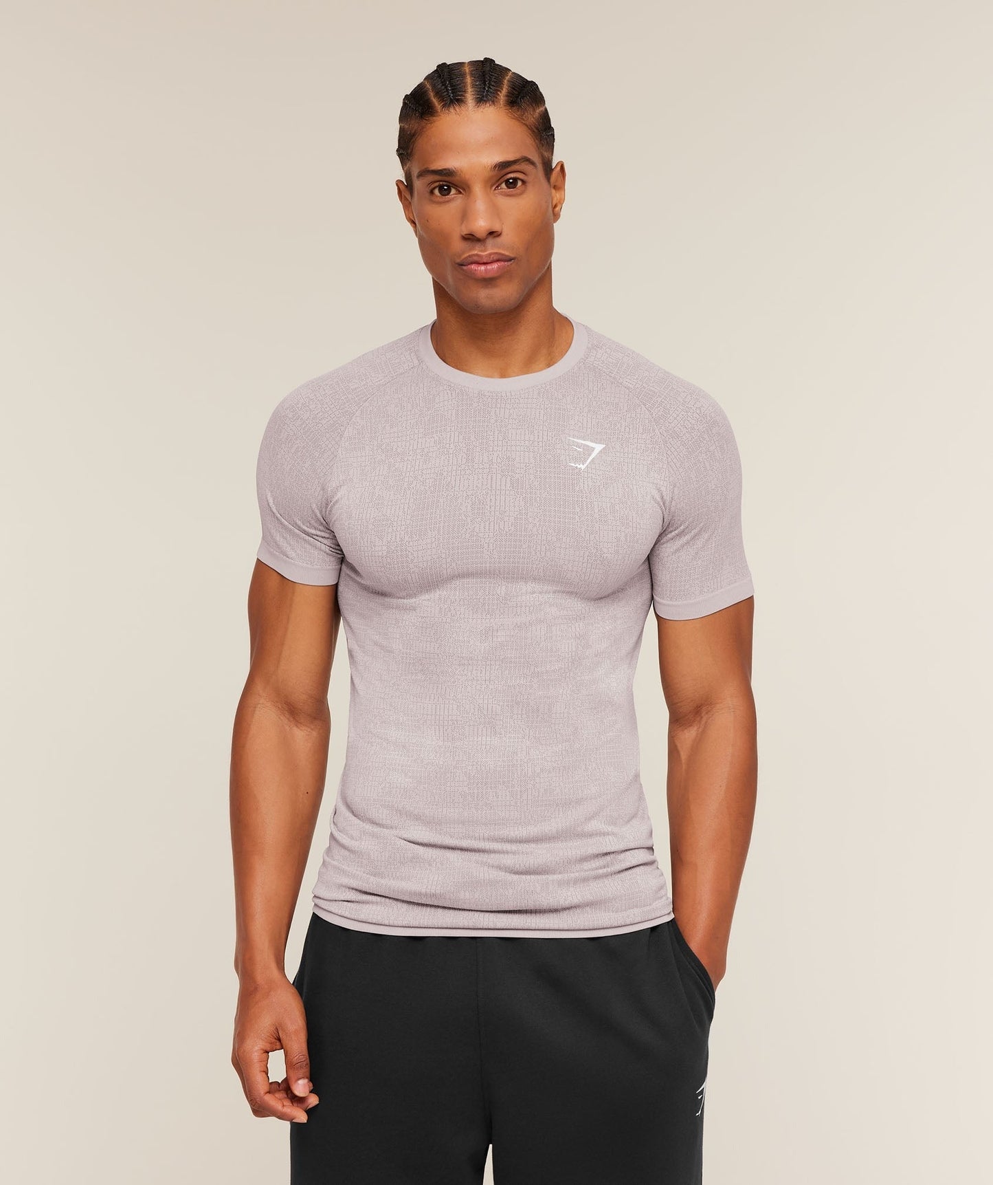 Gymshark Geo Seamless Grid T-Shirt - Dawn Purple/Dusk Purple