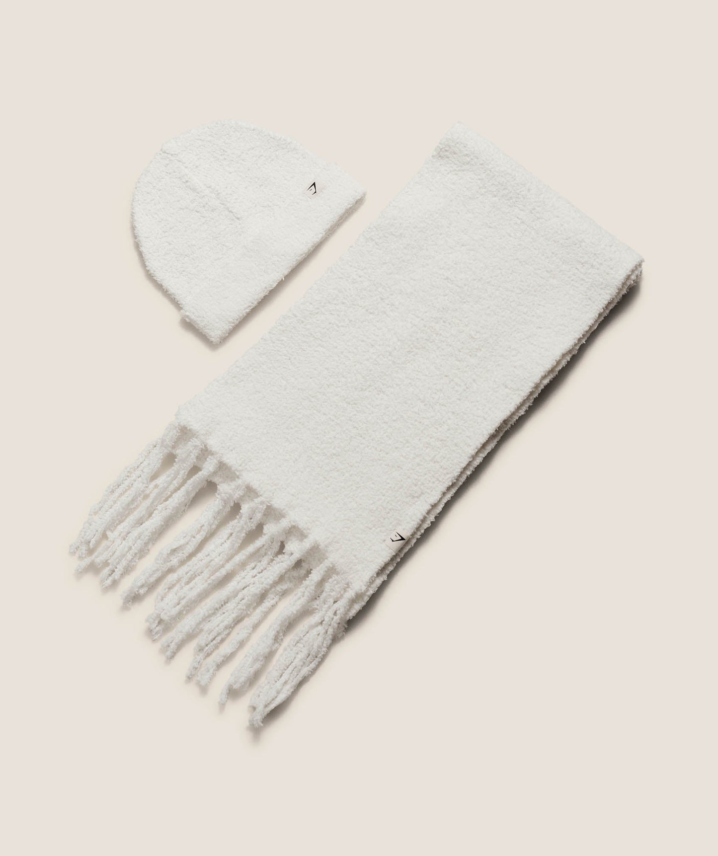 Gymshark Knitted Scarf/Beanie Gift Set - Soft White