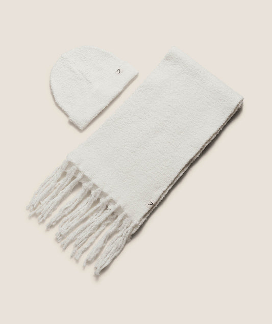 Gymshark Knitted Scarf/Beanie Gift Set - Soft White