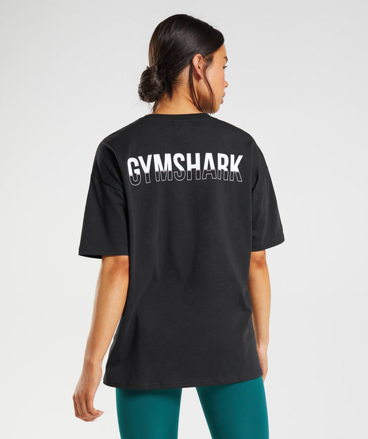 Gymshark Fraction Oversized T-Shirt - Black/White