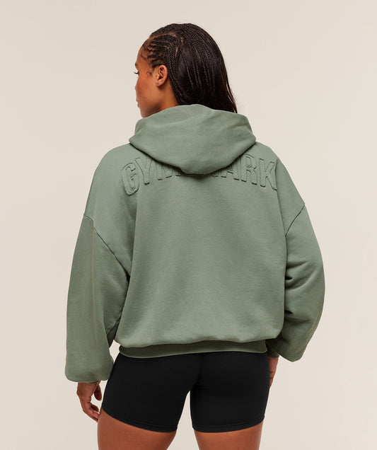 Gymshark Power Washed Oversized Hoodie - Unit Green/Acid Wash