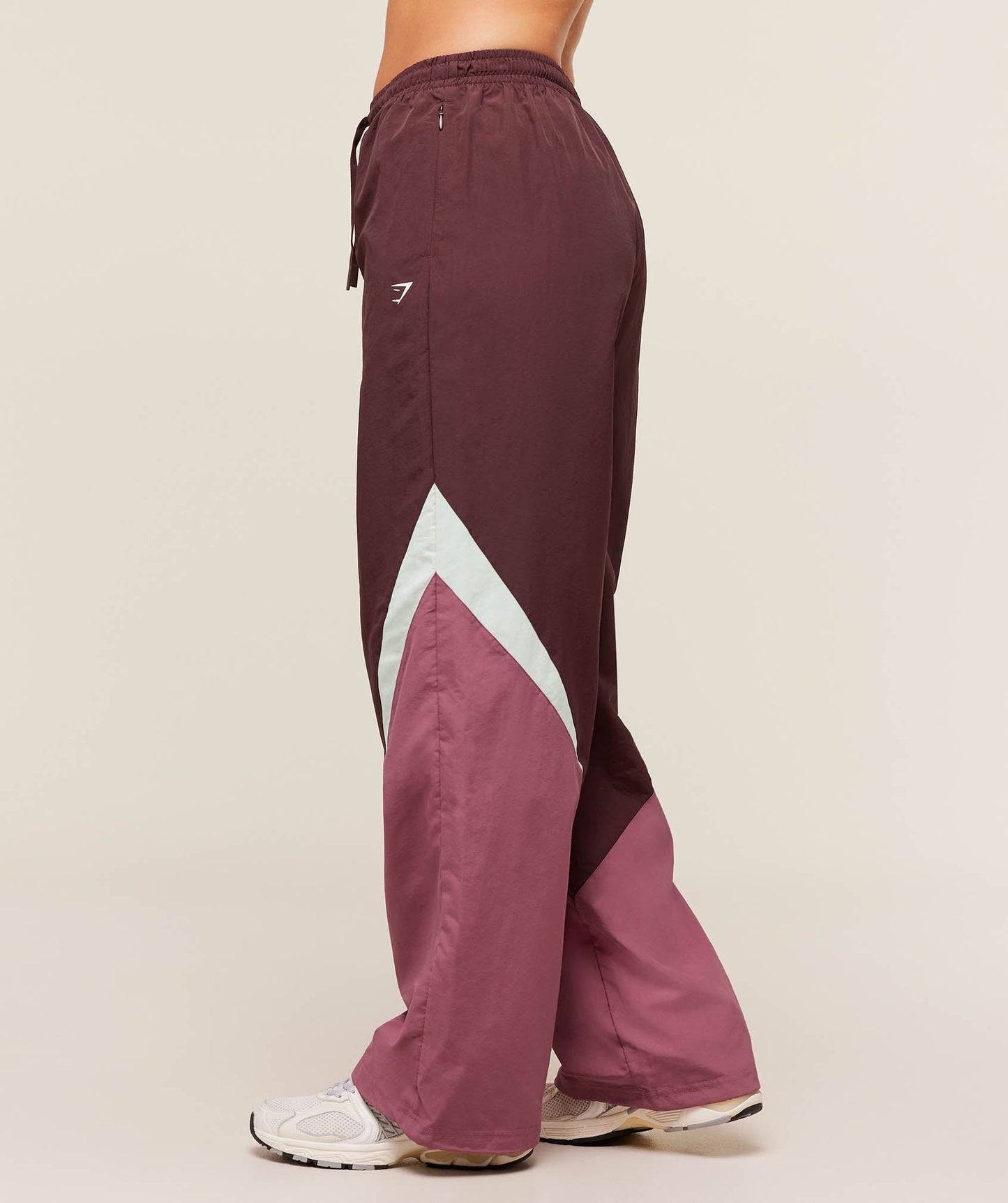 Gymshark Contrast Track Pants - Rich Maroon/Reset Pink/Oat White