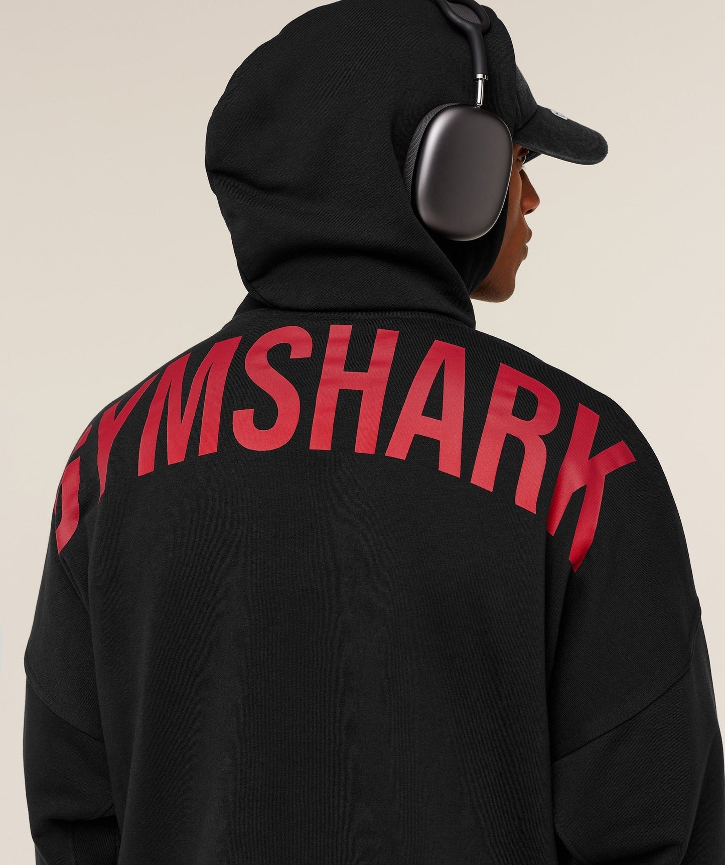 Gymshark Power Oversized Hoodie - Black/Conditioning Red