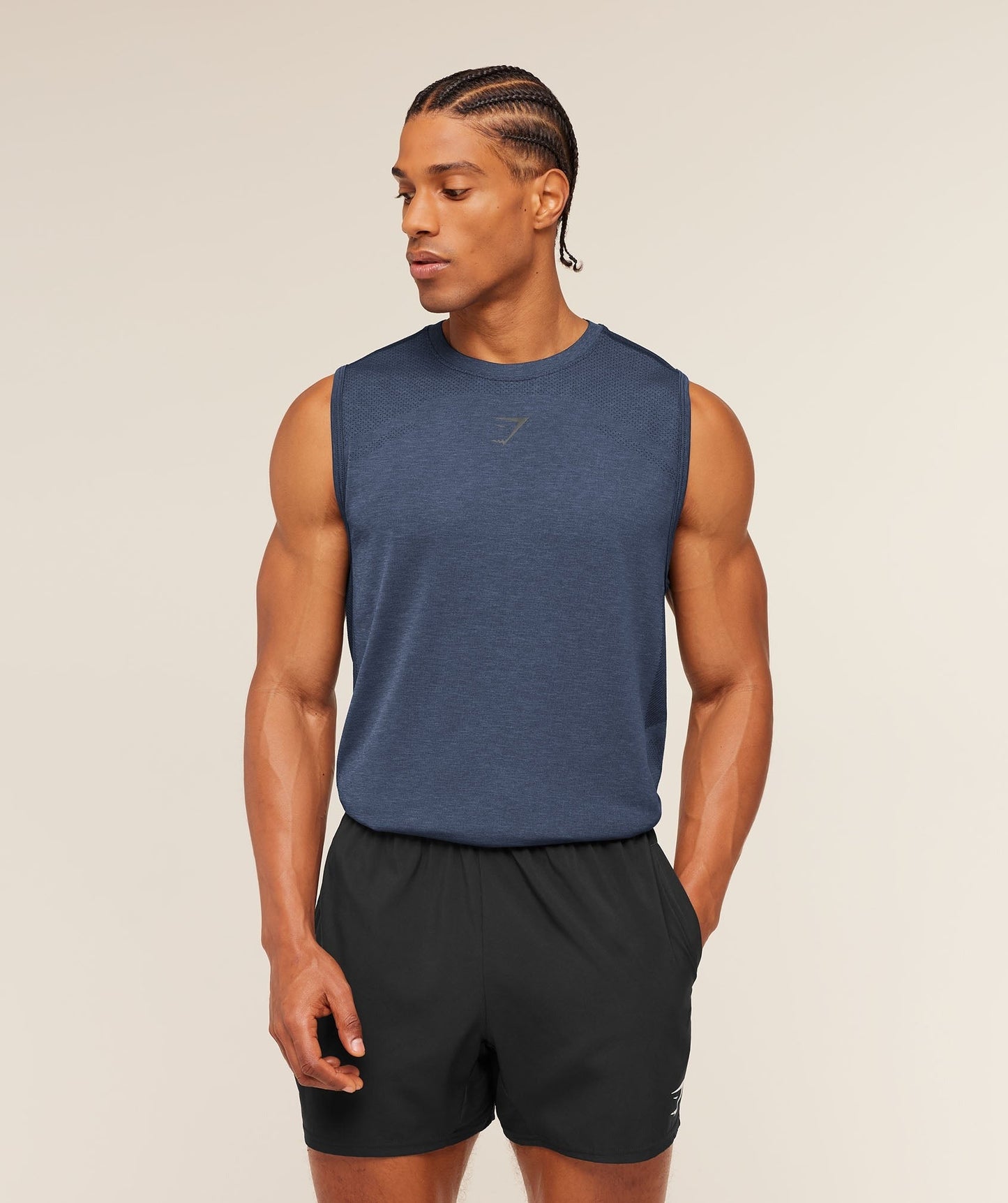 Gymshark Lightweight Seamless Tank - Heavy Blue/Marl