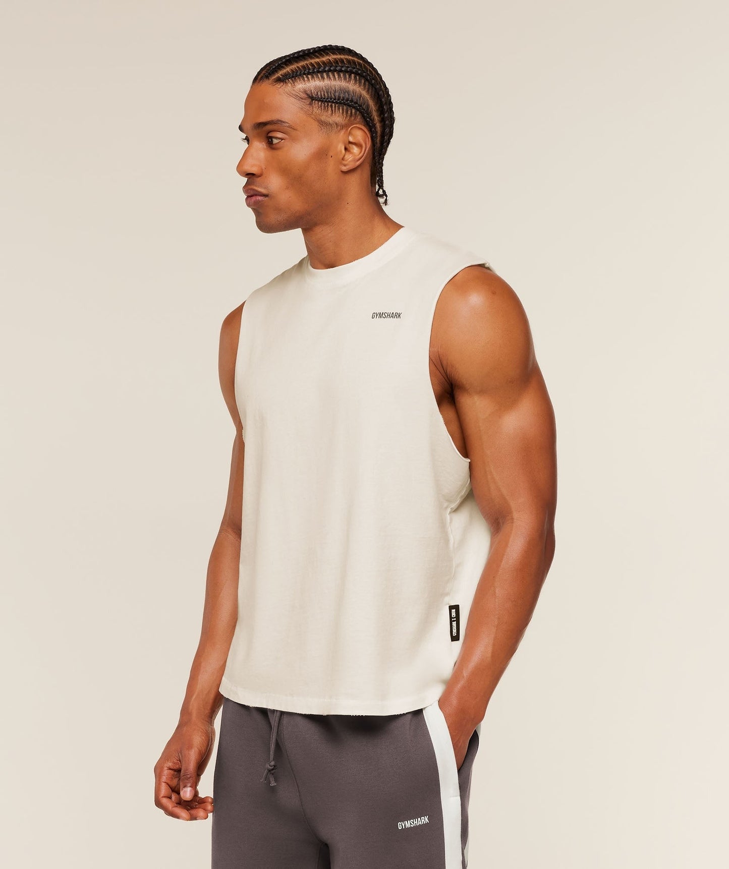 Gymshark x CBUM Washed Sleeveless T-Shirt - Soft White