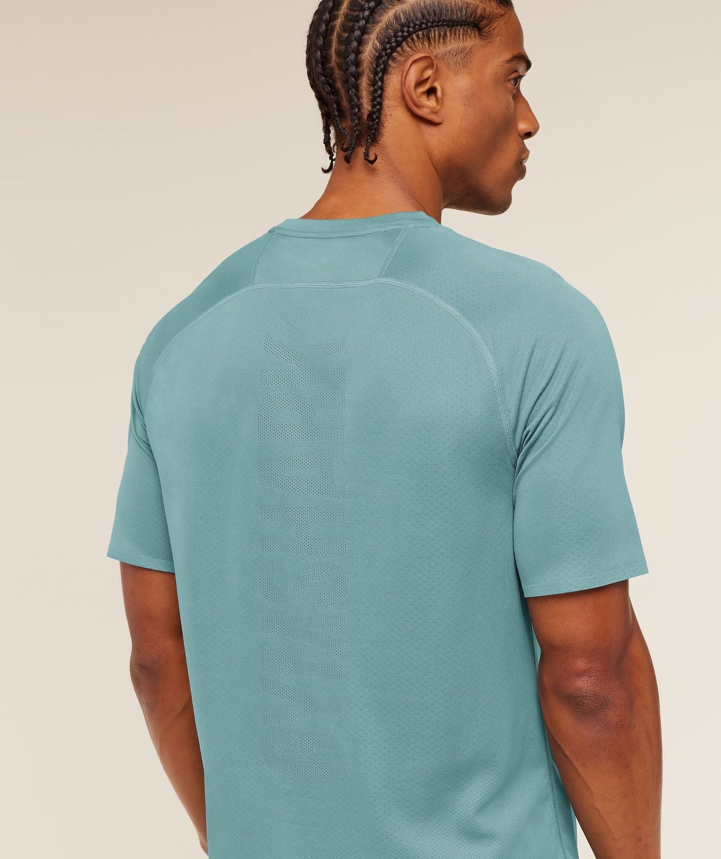 Gymshark Hybrid Engineered Jacquard T-Shirt - Storm Blue