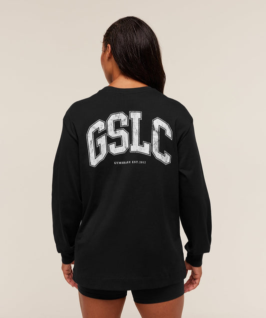 Gymshark GSLC Graphic Oversized Long Sleeve Top - Black