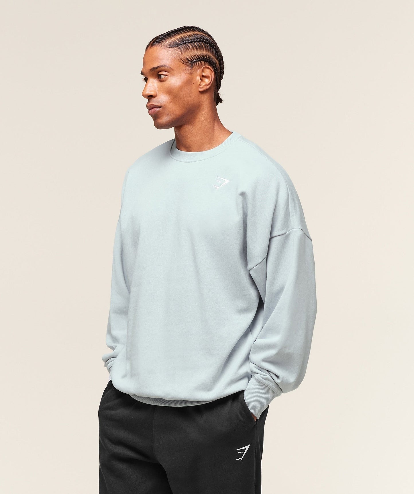Gymshark Oversized Crest Crew - Smoke Blue