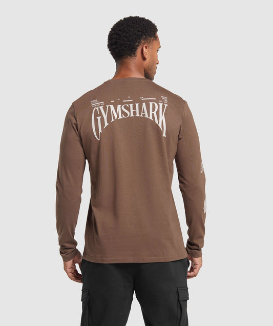Gymshark Hybrid Wellness Long Sleeve T-Shirt - Penny Brown