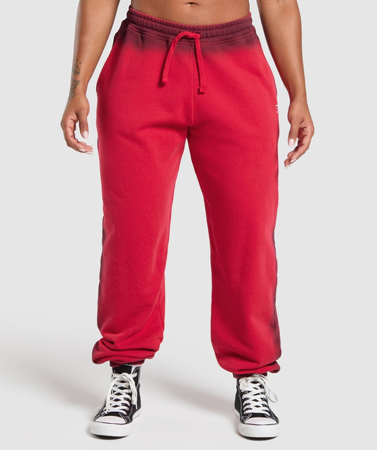 Gymshark Gains Washed Loopback Joggers - Red