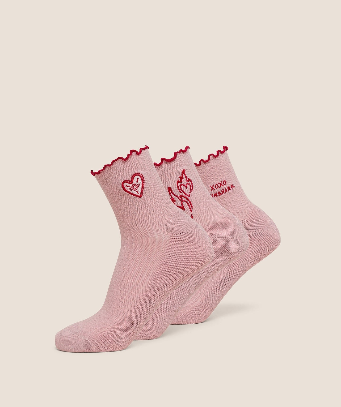 Gymshark Frill Midi Sock 3pk - Cloud Pink
