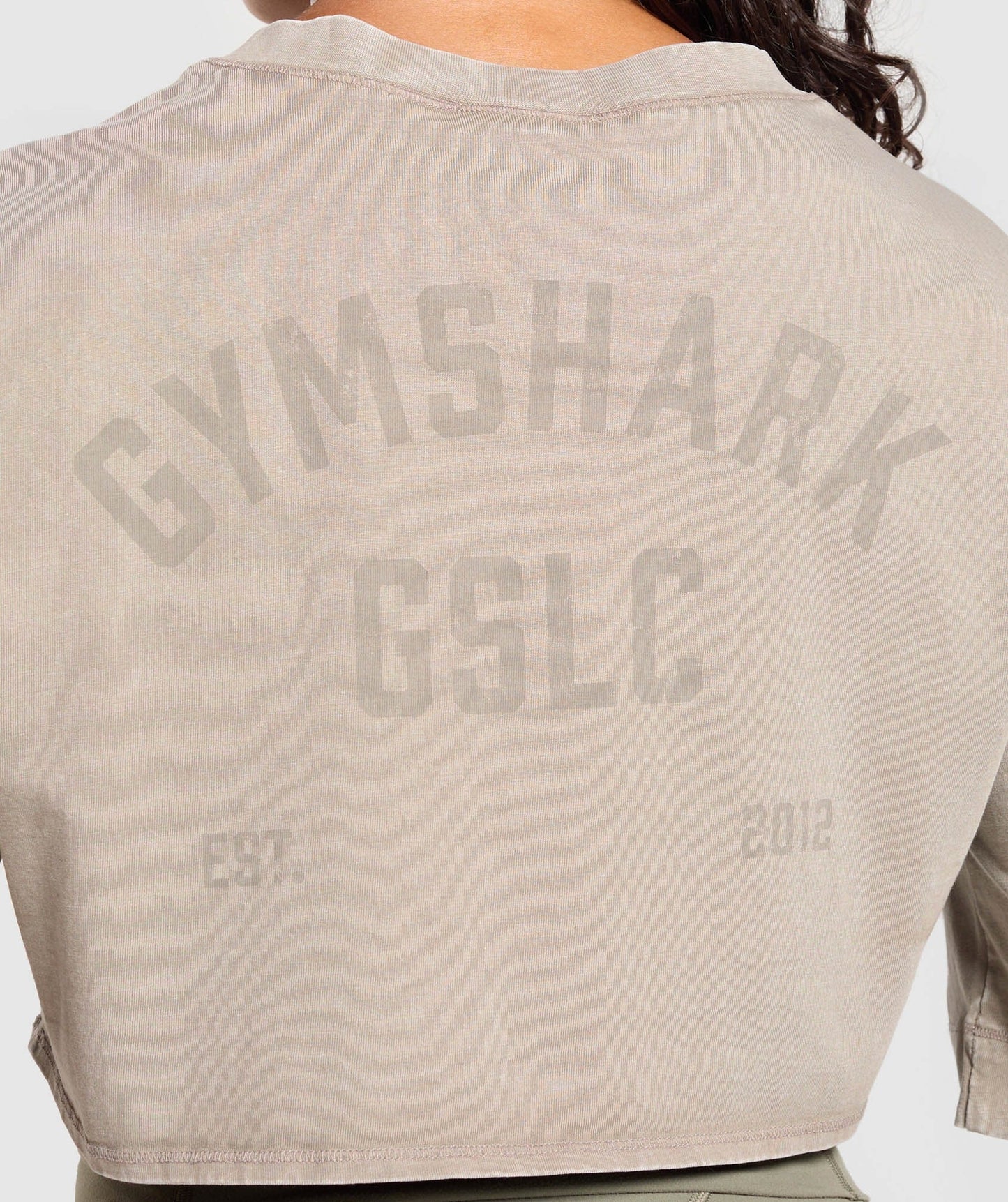 Gymshark GSLC Washed Graphic Crop Top - Linen Brown