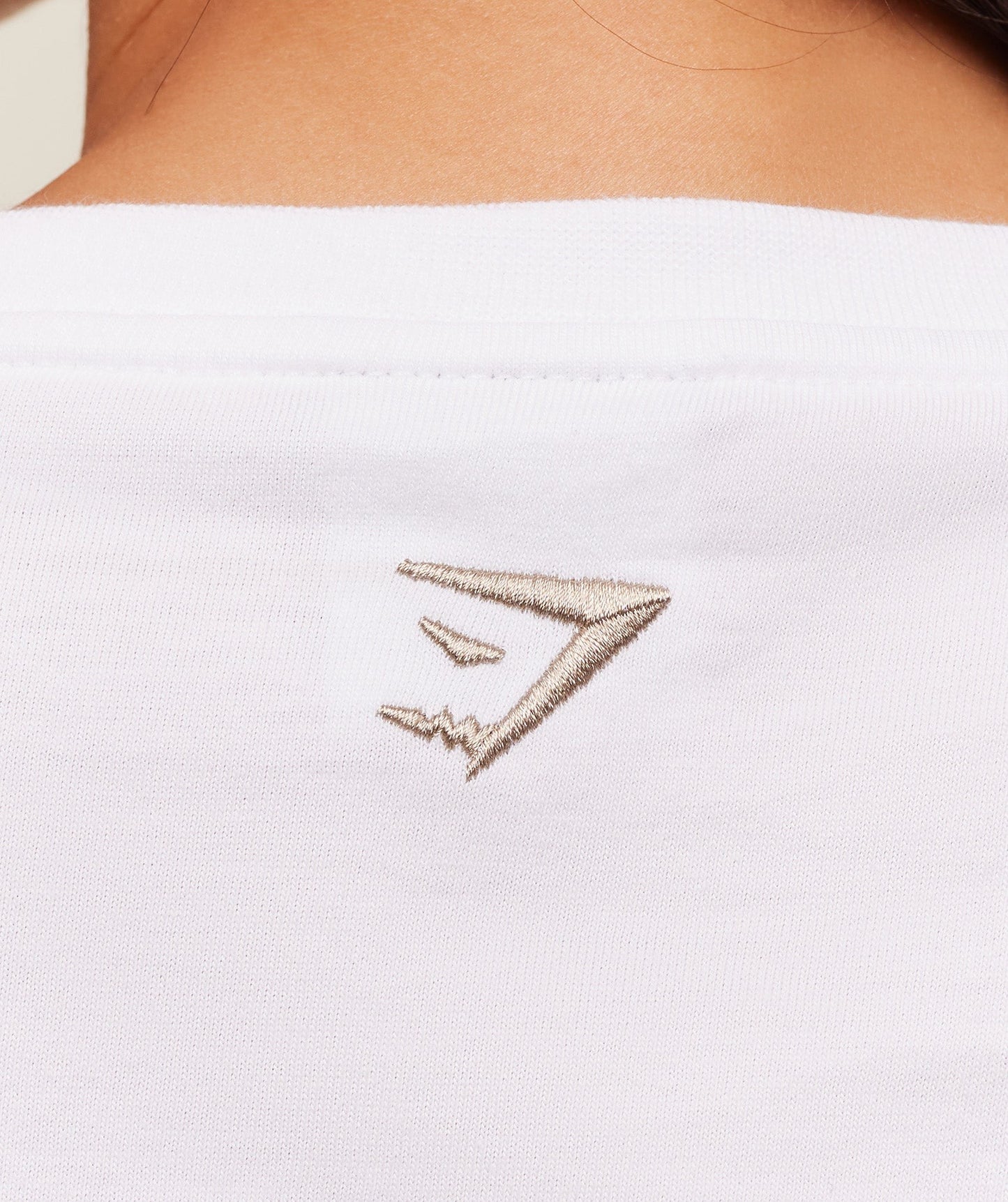 Gymshark Fitness Embroidered Graphic Oversized Crop Top - White