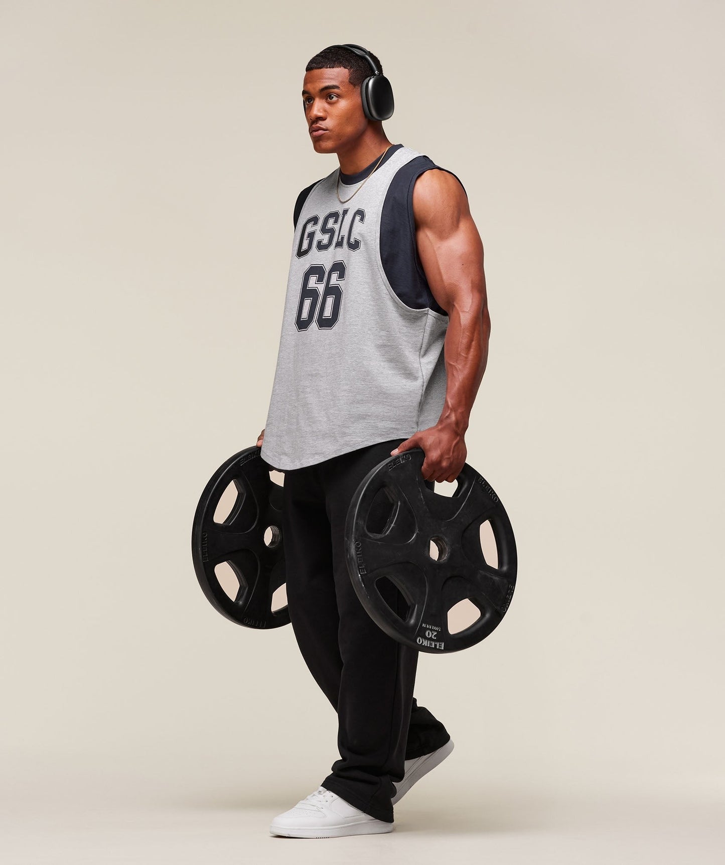 Gymshark GSLC 2in1 Reversible Tank - Light Grey Core Marl/Heavy Blue