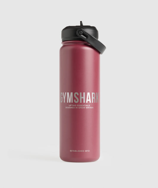 Gymshark Metal Insulated Straw Bottle 24oz - Washed Berry Pink