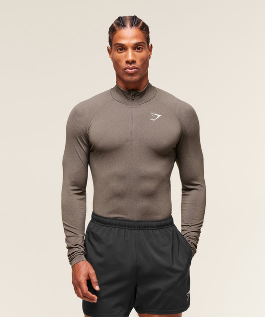 Gymshark Vital 1/4 Zip - Camo Brown/Linen Brown