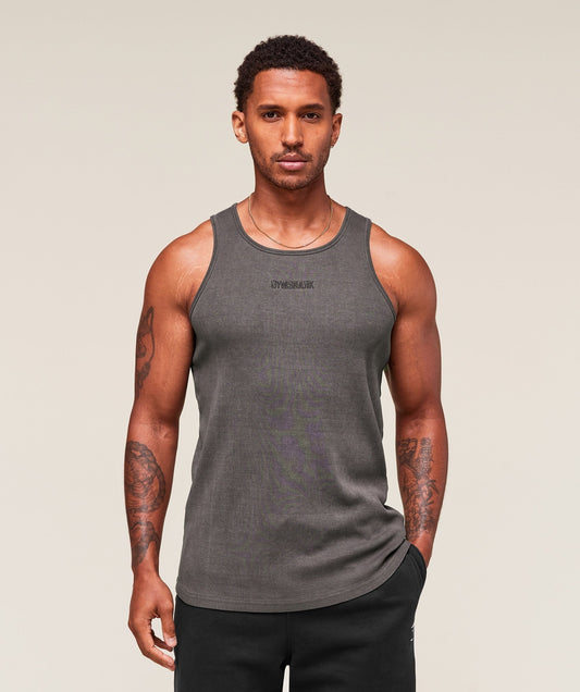 Gymshark Washed Premium Ribbed Tank - Onyx Grey