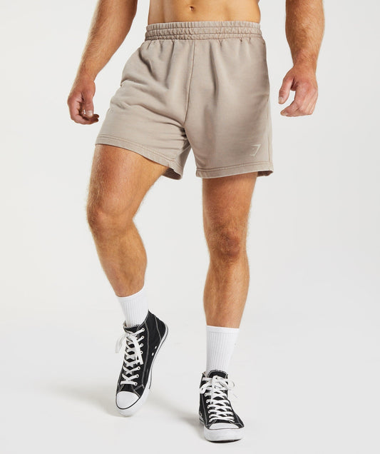 Gymshark Power Washed 5" Shorts - Cement Brown