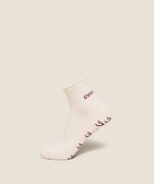 Gymshark Frill Pilates Midi Sock - Soft White / Calm Pink