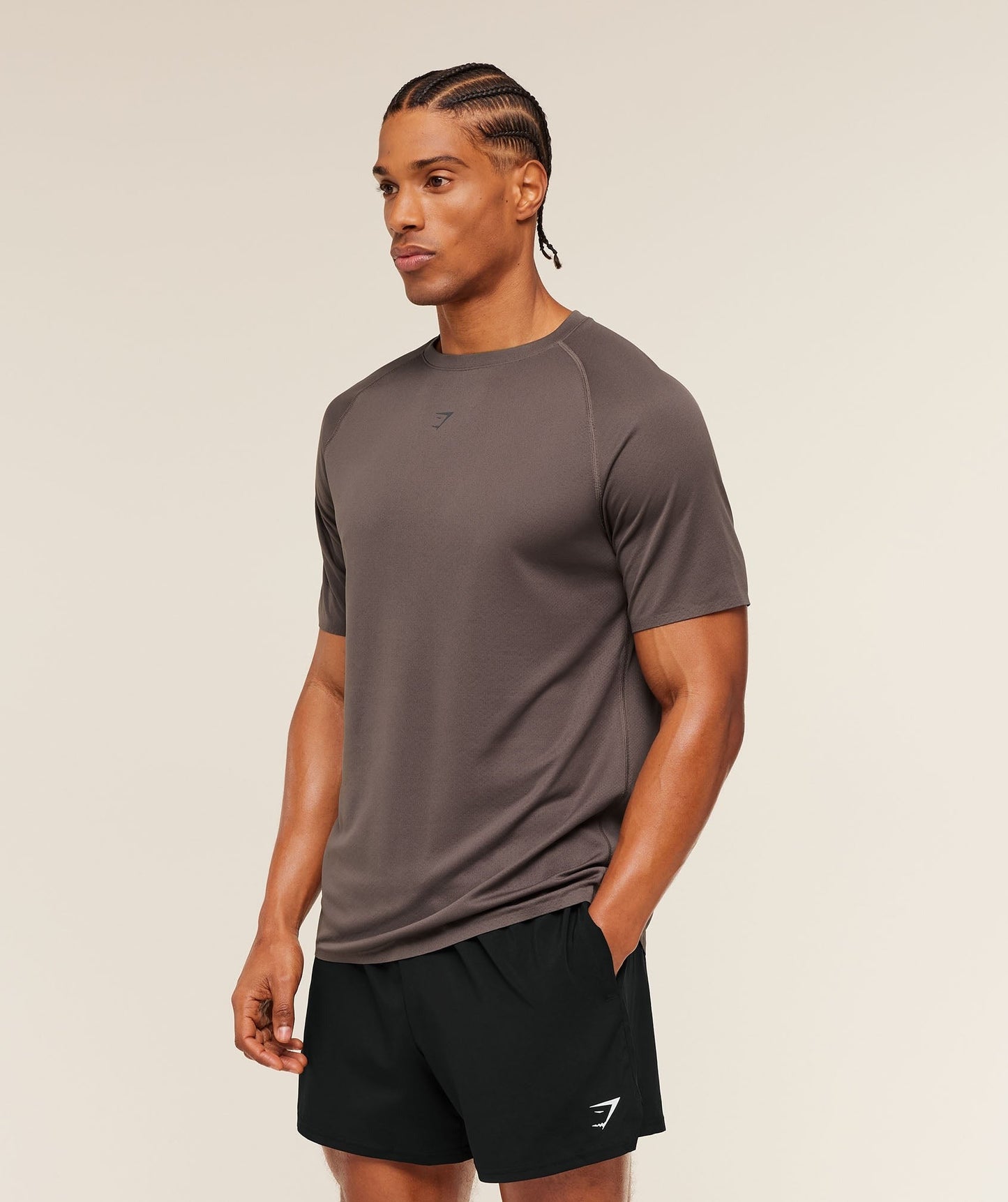 Gymshark Hybrid Engineered Jacquard T-Shirt - Cool Brown