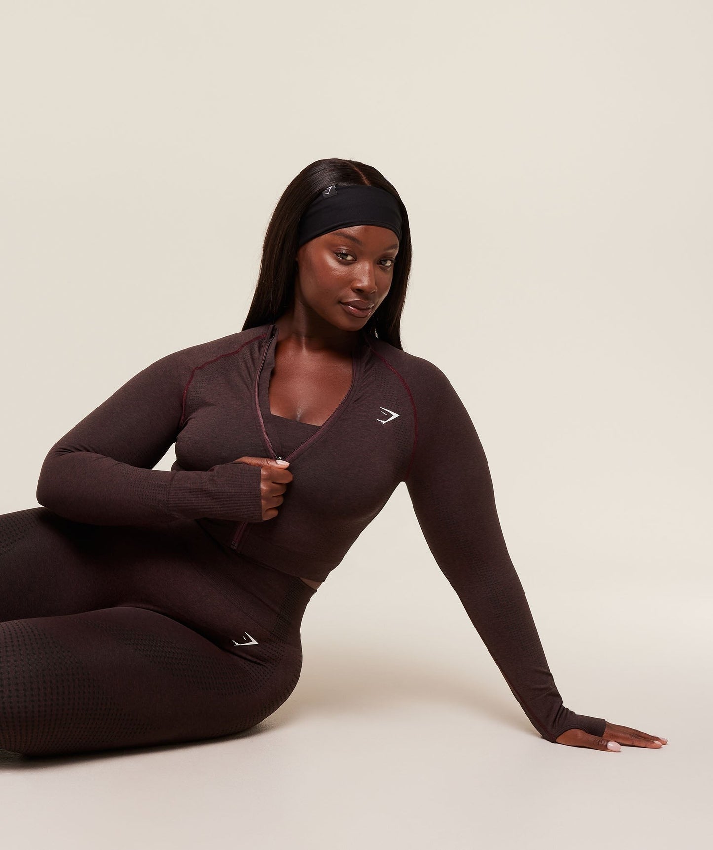 Gymshark Vital Seamless Midi Zip 2.0 Pullover - Rich Maroon/Marl
