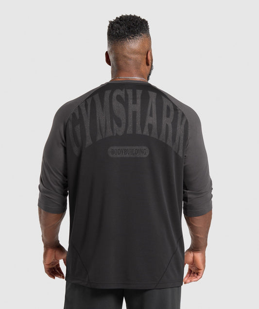 Gymshark 1/3 LS Graphic T-Shirt - Black/Asphalt Grey