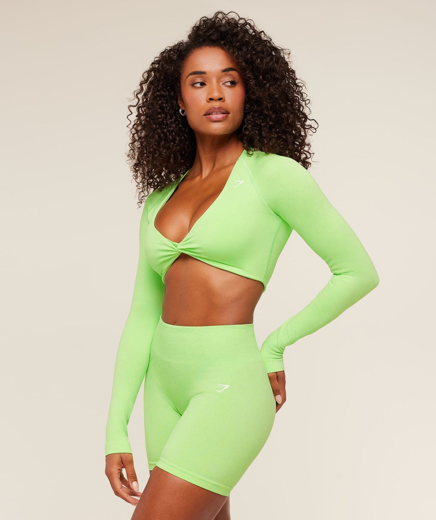Gymshark Adapt Animal X Whitney Long Sleeve Crop Top - Energy Gelato Green / Sorbet Yellow