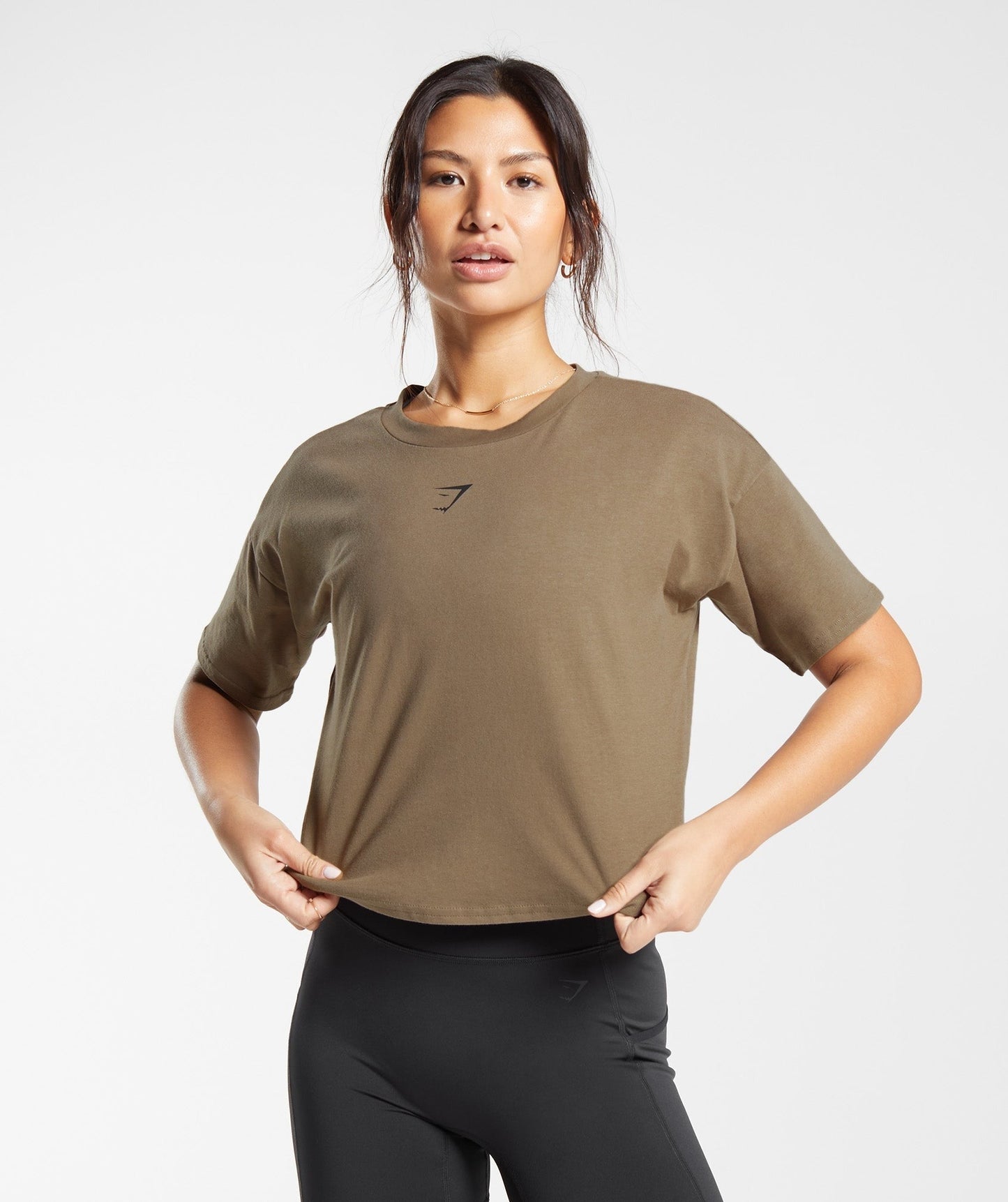 Gymshark Central Graphic Midi Tee - Fossil Brown