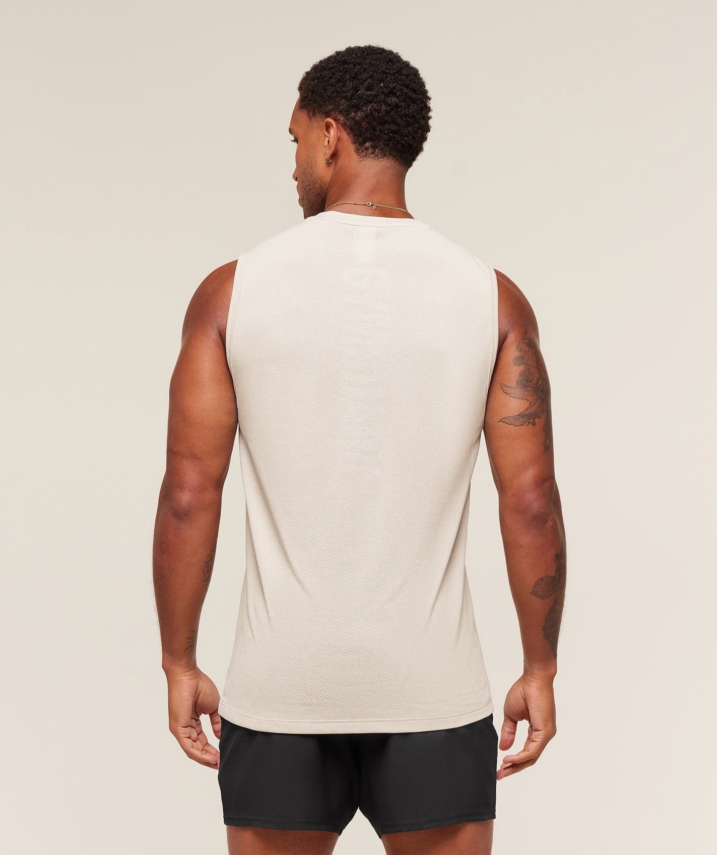 Gymshark Lightweight Seamless Tank - Pebble Grey/White