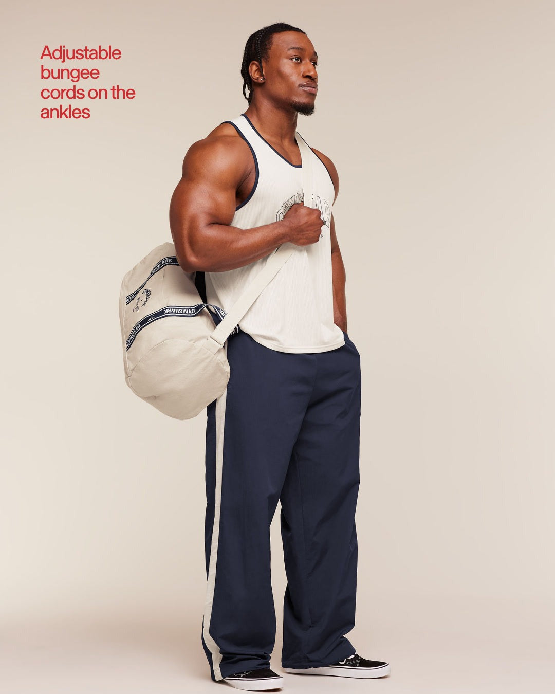 Gymshark Retro Collegiate Track Pants - Heavy Blue/Tinted White