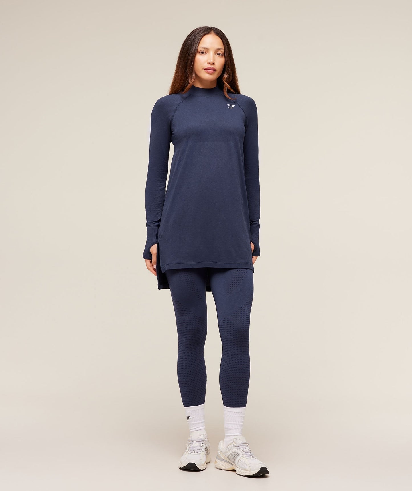 Gymshark Vital Long Line Top - Heavy Blue Marl