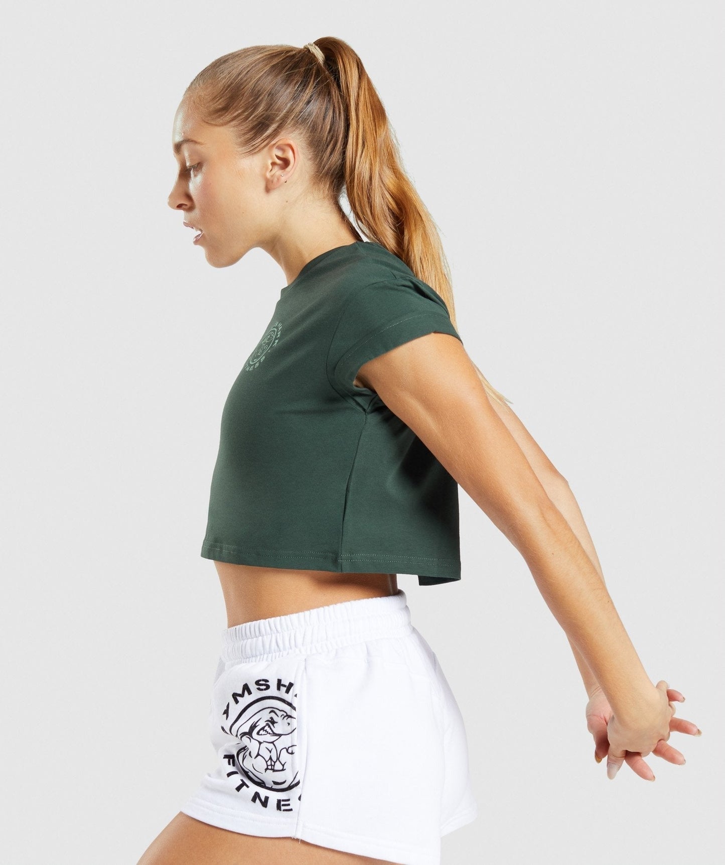 Gymshark Legacy Graphic Crop Tee - Dark Green
