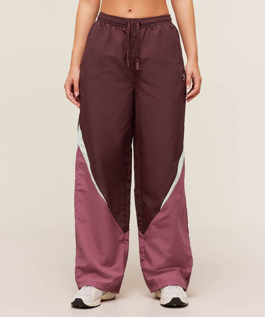 Gymshark Contrast Track Pants - Rich Maroon/Reset Pink/Oat White
