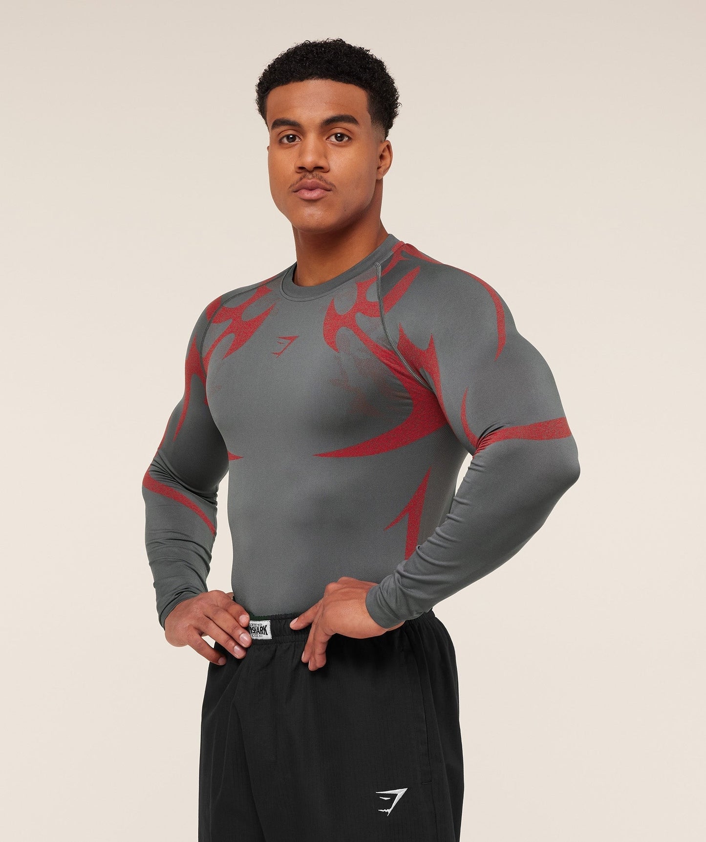 Gymshark Storm Seamless Long Sleeve T-Shirt - GS Dark Grey/GS Zesty Red