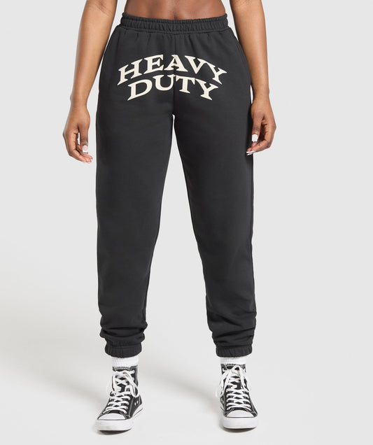 Gymshark Heavy Duty Graphic Loopback Joggers - Black