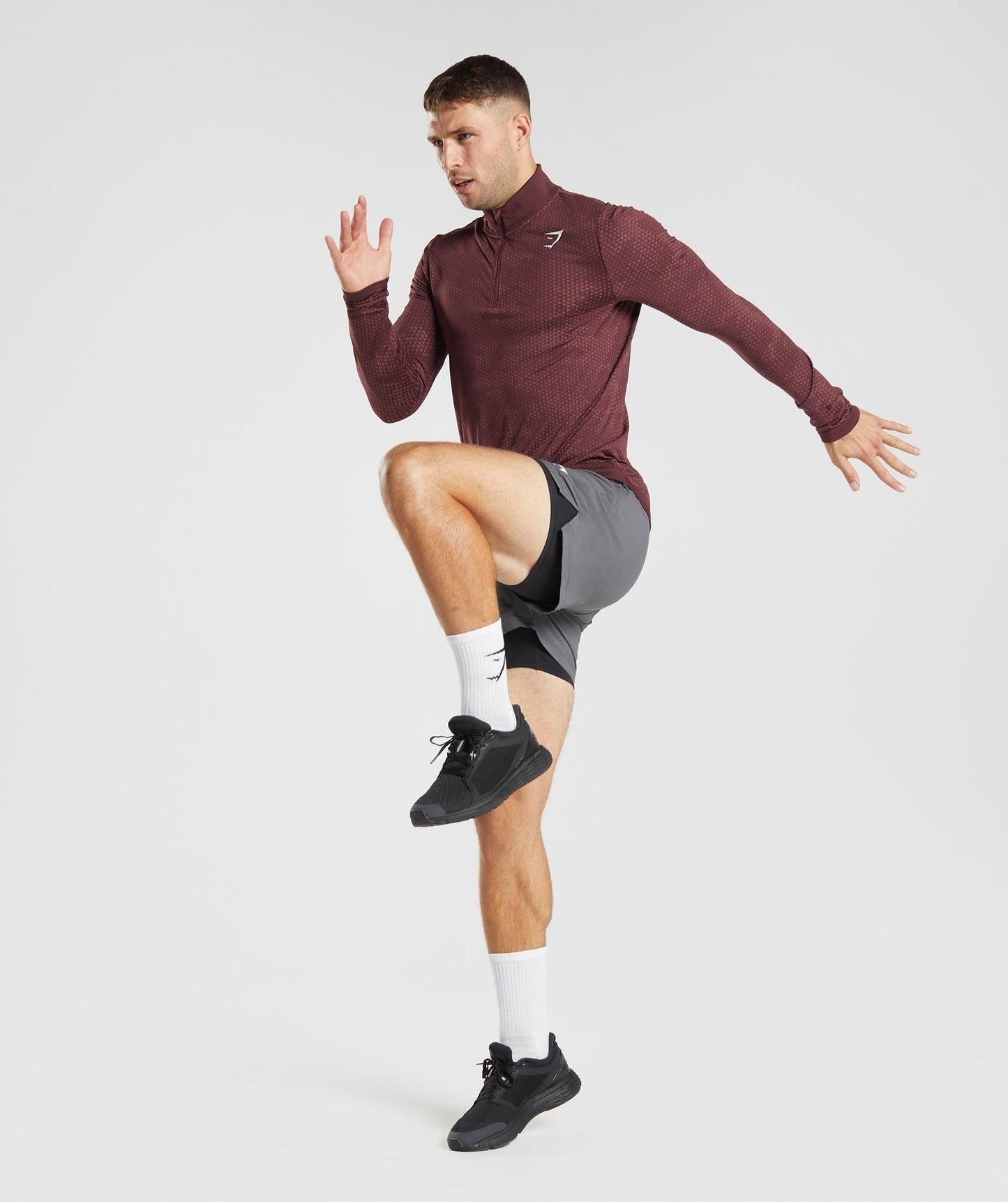 Gymshark Sport Seamless 1/4 Zip - Baked Maroon/Rosewood Red
