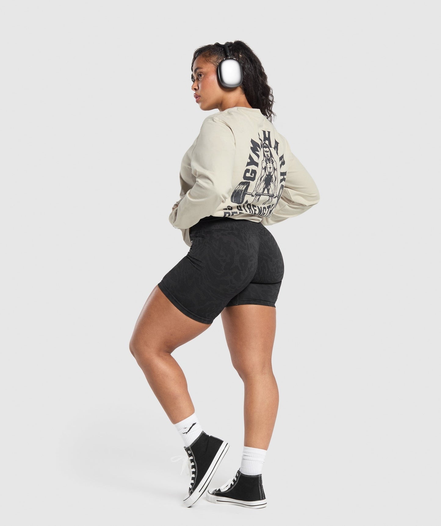 Gymshark Strength Department Graphic LS Top - Pebble Grey