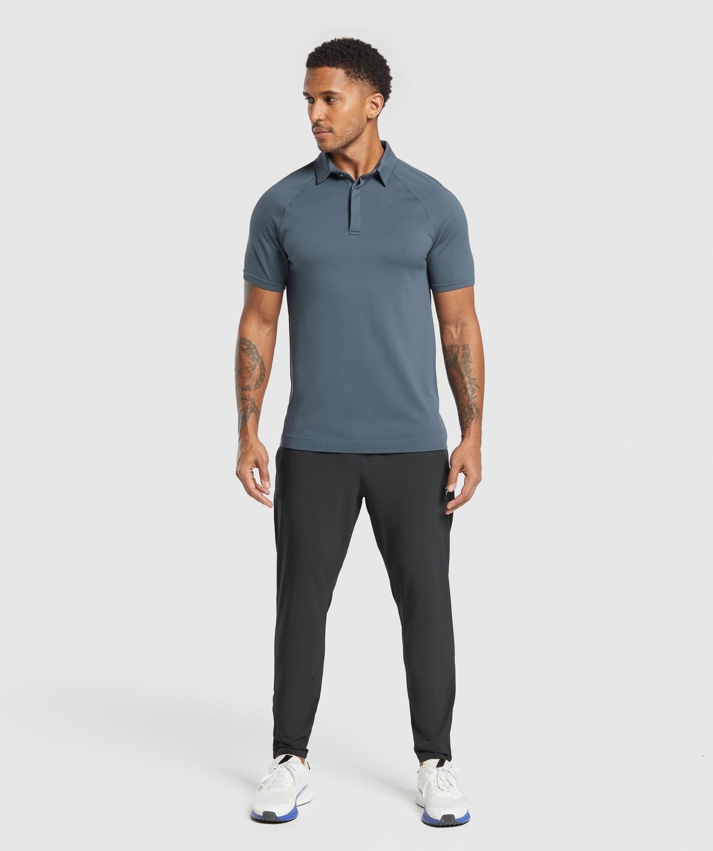 Gymshark Seamless Polo Shirt - Titanium Blue