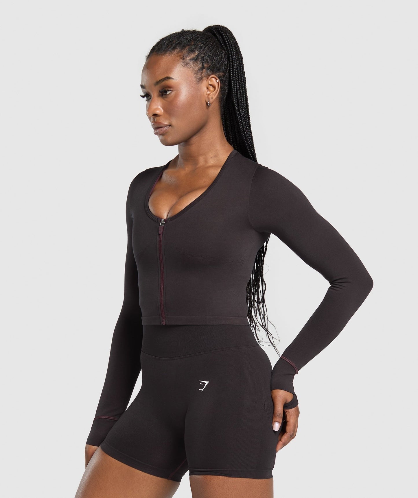 Gymshark Lift Seamless Zip Up Jacket - Depth Purple/Black Marl