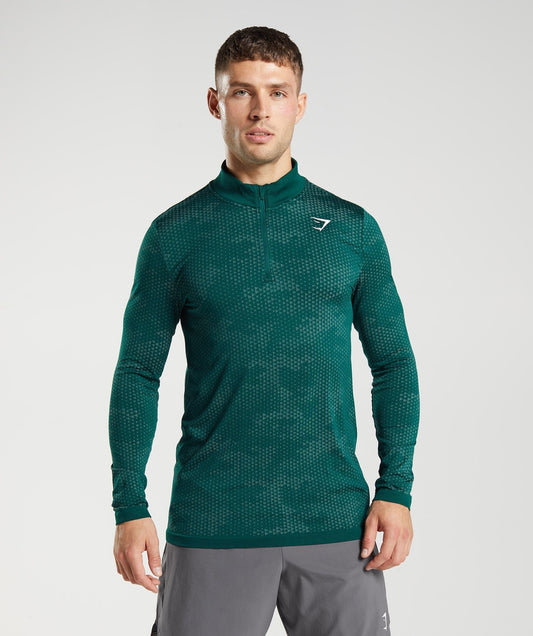 Gymshark Sport Seamless 1/4 Zip - Woodland Green/Hoya Green