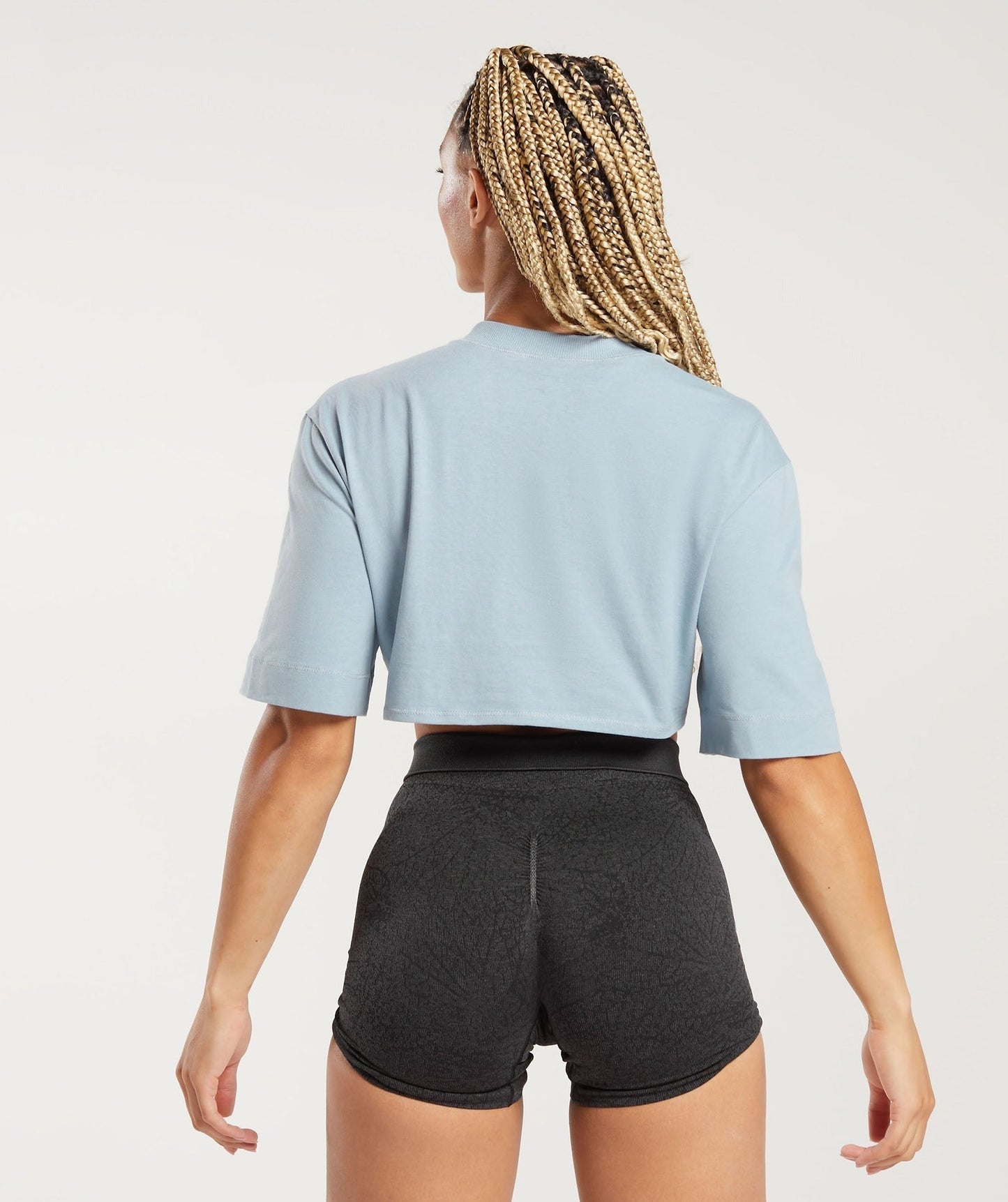 Gymshark Cotton Boxy Crop Top - Salt Blue